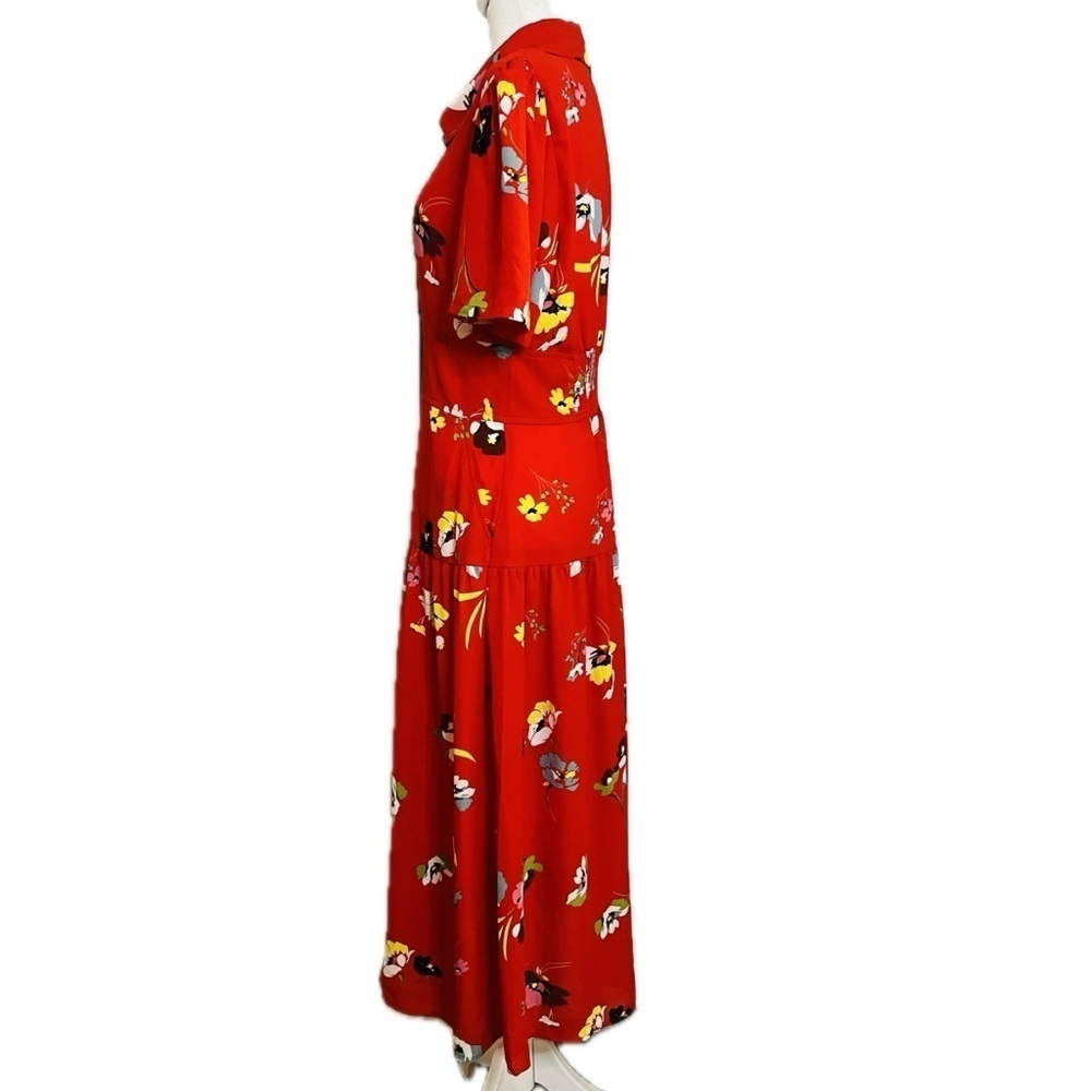 CAbi Red Floral Button-Up Midi Dress - Size S - Picture 2 of 8